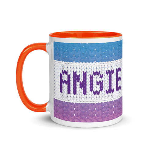 Personalized Knitting Mug with Color Inside, Yarn Lover Gift, Fair Isle Name Mug, Mug for Knitter, Cute knitting mug, knit coffee cup,